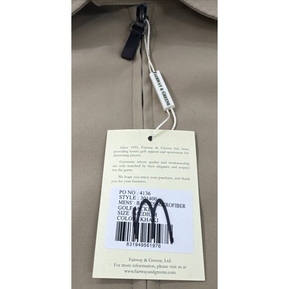 Fairway Greene Golf Jacket Mens Medium Tan Plaid Lined Full Zip Preppy NEW - Picture 4 of 11